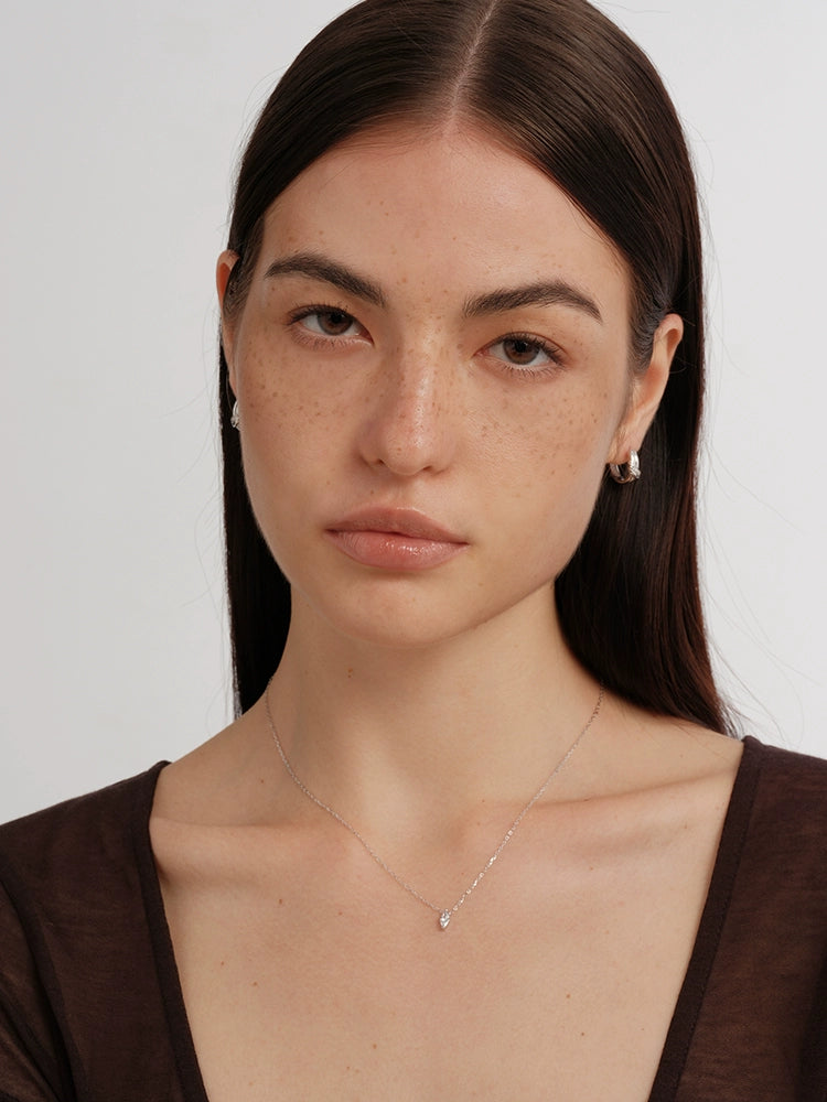 S925 Sterling Silver Mini Marquise Stone Necklace