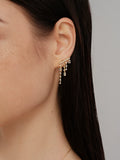 S925 Sterling Silver French Mini Chandelier Tassel Earrings Rainfall Square-Cut Design