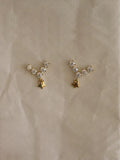 S925 Sterling Silver Mini V-Shaped Cubic Zirconia Star Drop Stud Earrings