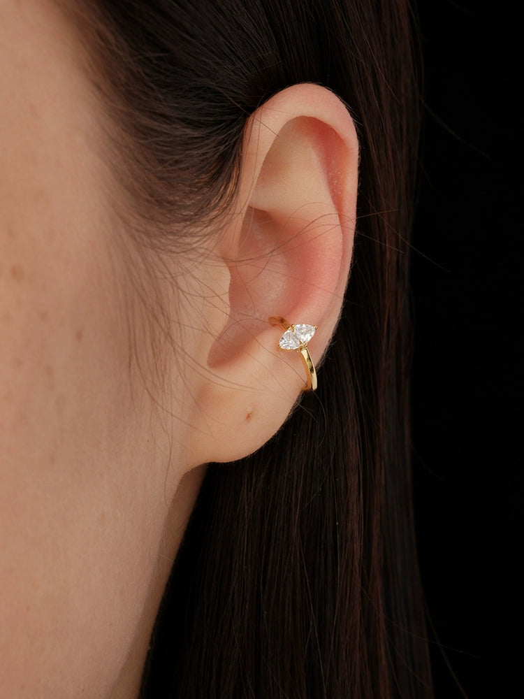 S925 Sterling Silver Marquise Double Cubic Zirconia Ear Cuffs
