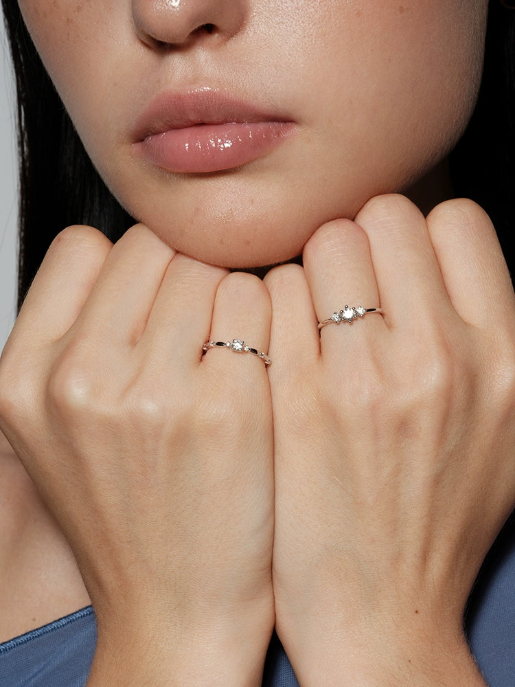 S925 Sterling Silver Moissanite Minimalist French-Inspired Ring
