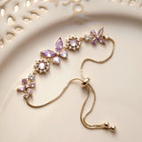 Midsummer Night’s Dream Purple Butterfly Zircon Jewelry Set – Earrings, Necklace & Bracelet, Unique Sparkling Design