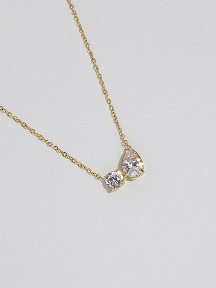 18K Gold-Plated Stainless Steel Teardrop AAA Cubic Zirconia Necklace