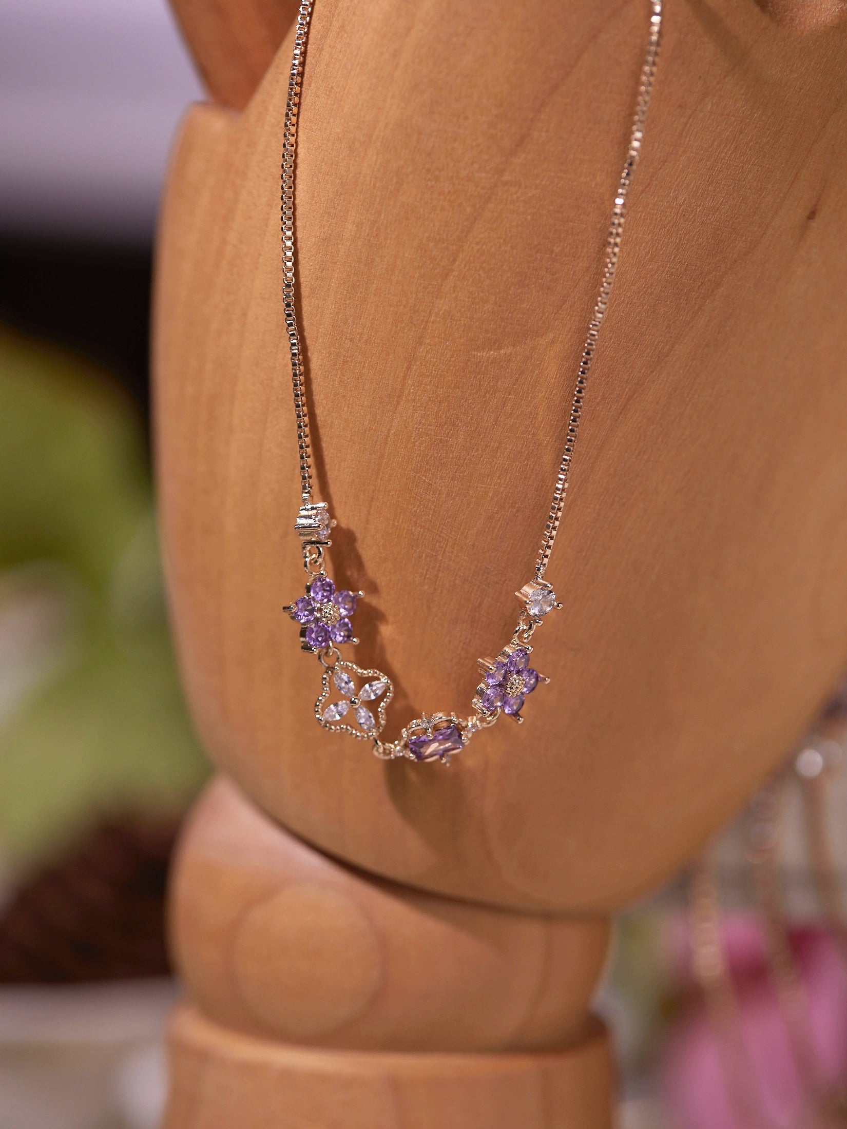 Original Purple Crystal Butterfly Bracelet – Vintage Inspired Dainty Zircon Jewelry, Unique Feminine Design