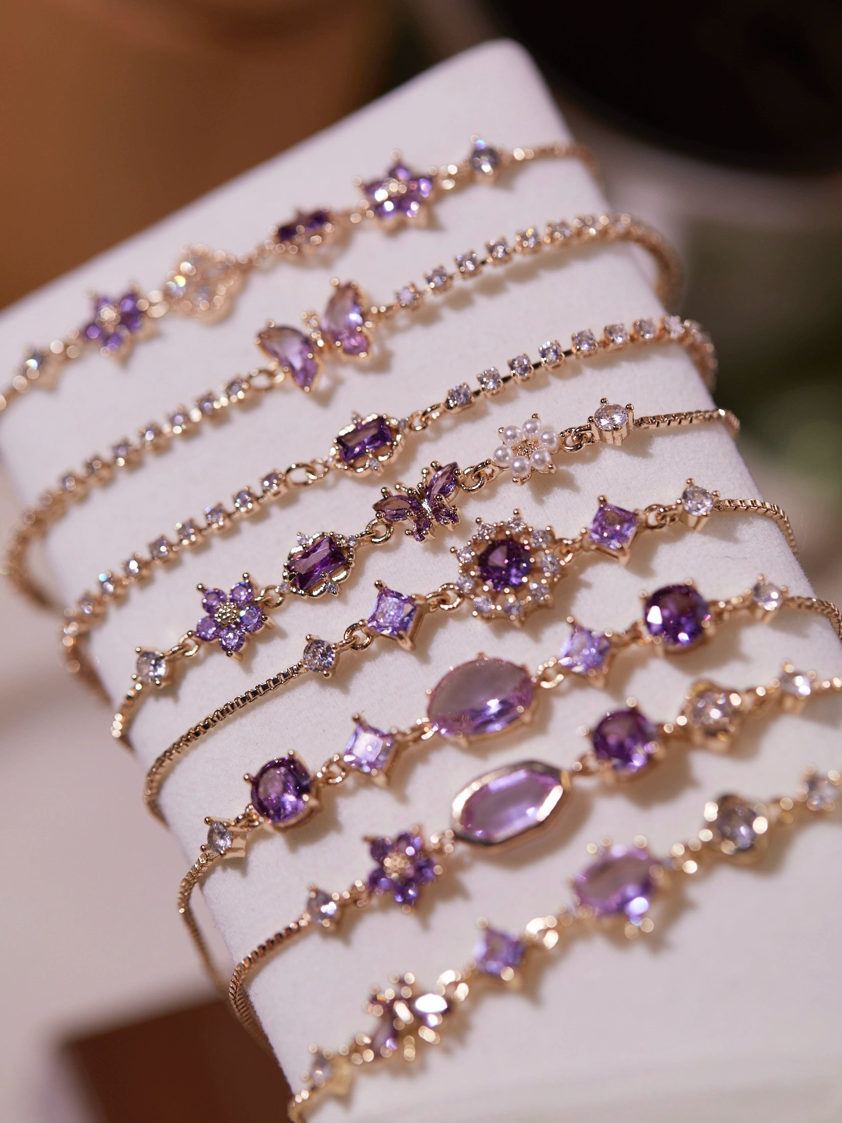 Original Purple Crystal Butterfly Bracelet – Vintage Inspired Dainty Zircon Jewelry, Unique Feminine Design