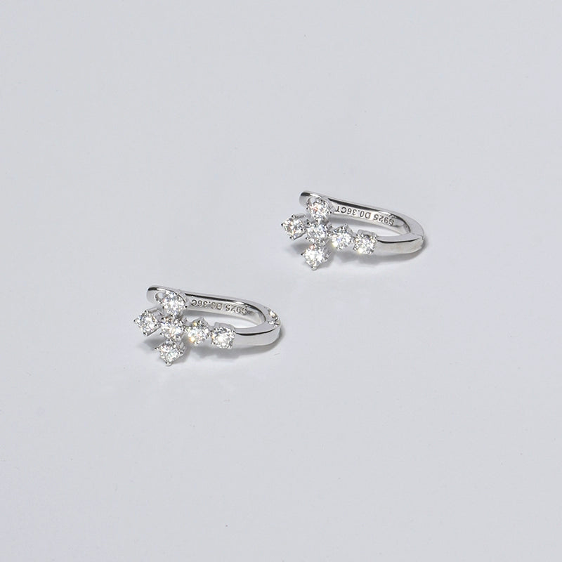 S925 Sterling Silver Moissanite Cross Stud Earrings