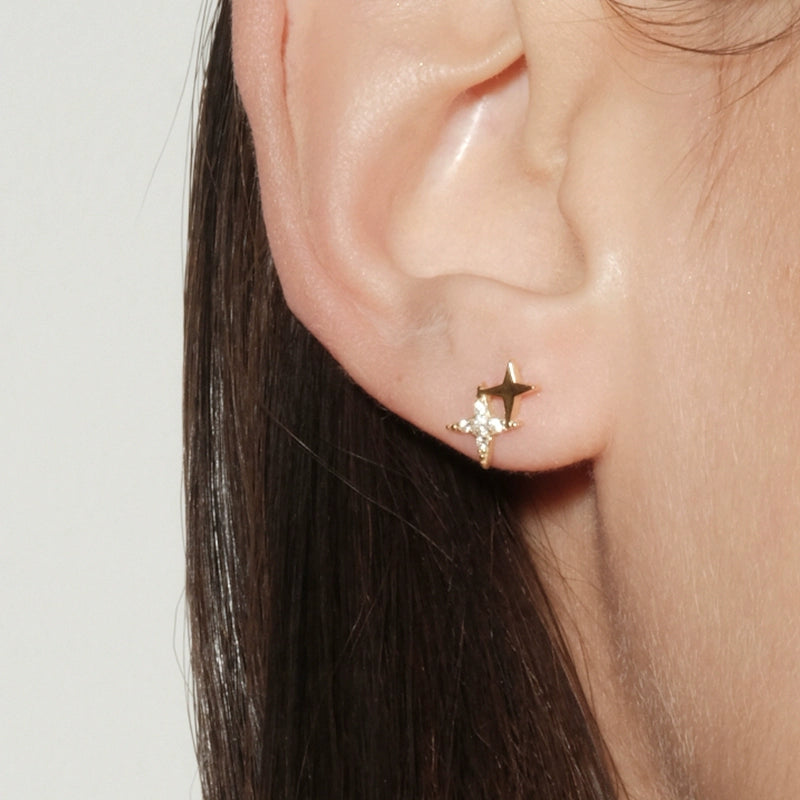 S925 Sterling Silver Mini Layered Star Stud Earrings
