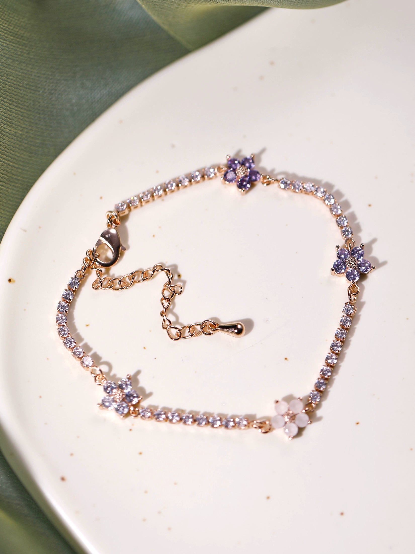 Original Purple Crystal Butterfly Bracelet – Vintage Inspired Dainty Zircon Jewelry, Unique Feminine Design