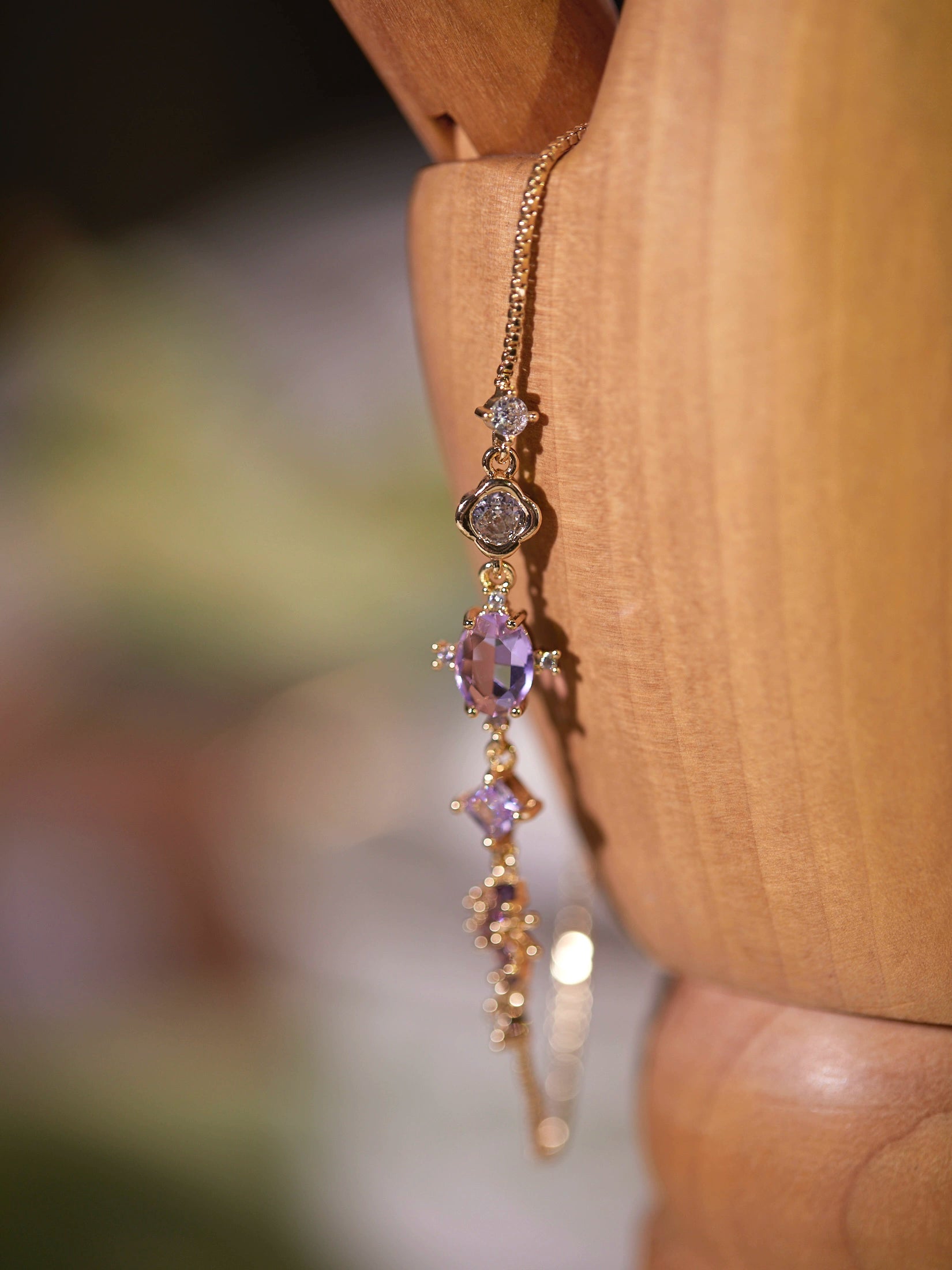 Original Purple Crystal Butterfly Bracelet – Vintage Inspired Dainty Zircon Jewelry, Unique Feminine Design