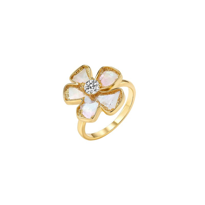 floral adjustable ring art deco cocktail ring