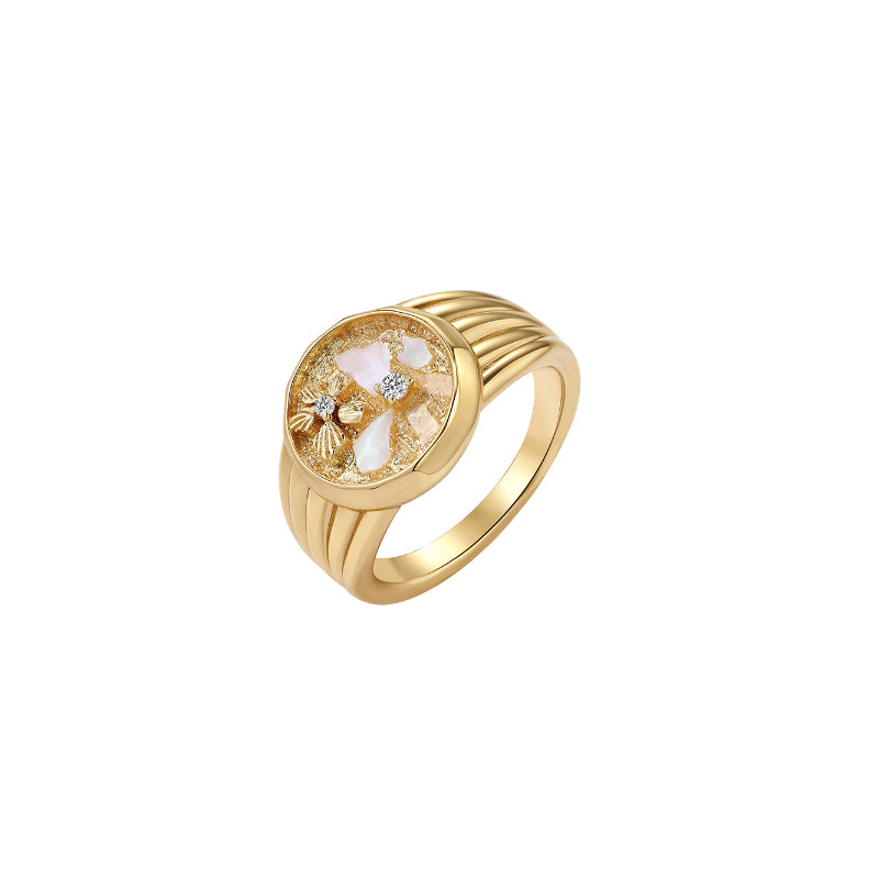 floral adjustable ring art deco cocktail ring