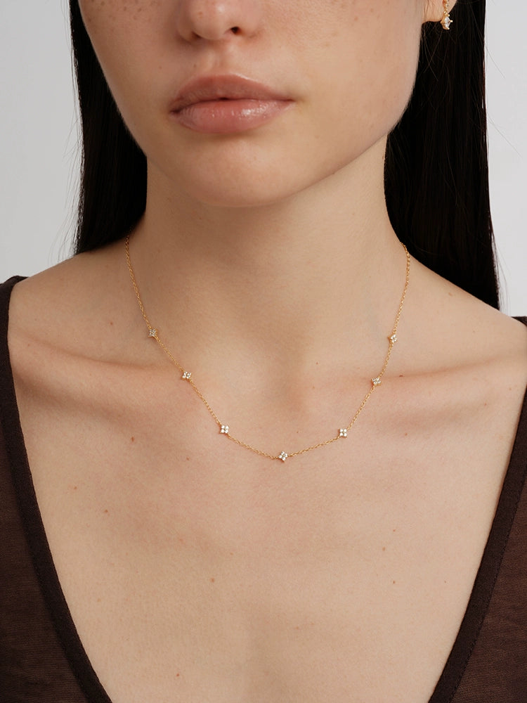 S925 Sterling Silver Mini Four Leaf Clover Necklace
