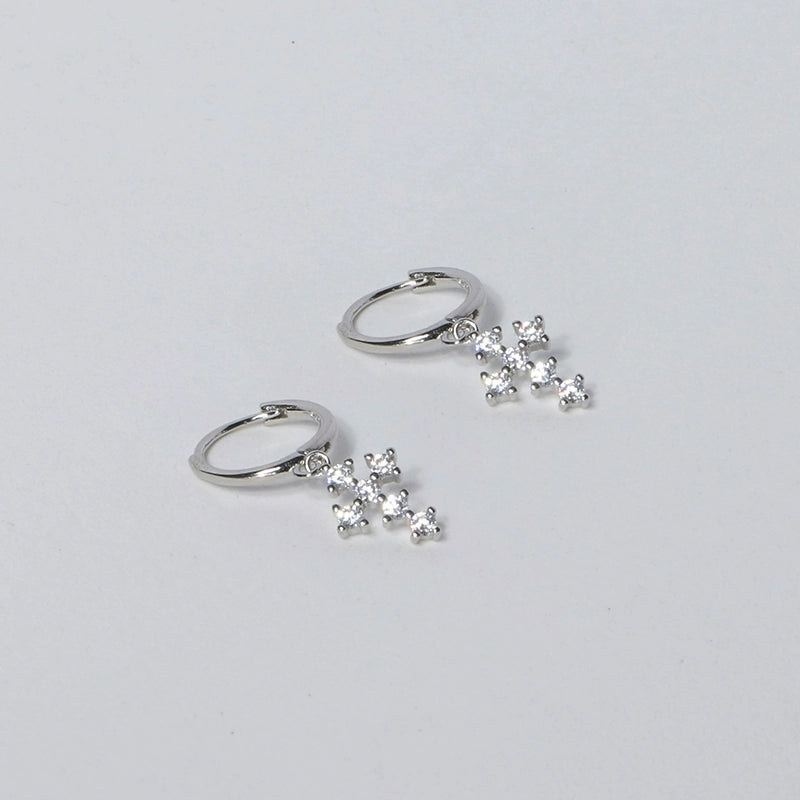 S925 Sterling Silver Star & Cross Hoop Earrings