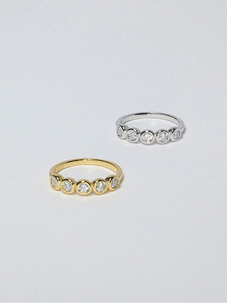 S925 Sterling Silver Moissanite Bubble Round Ring