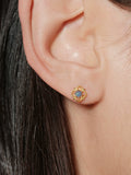 Ultra-Mini Blue Stone Lace Flower Stud Earrings