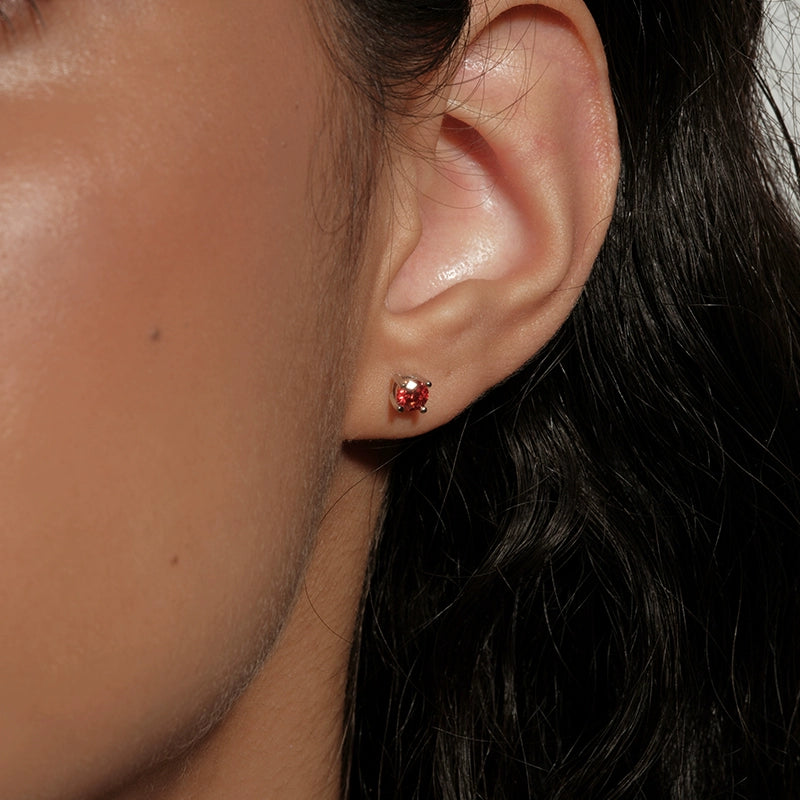S925 Sterling Silver Moissanite Round Stud Earrings