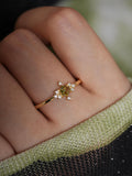 Waltz of the Rhine Olive Green Crystal Open Ring