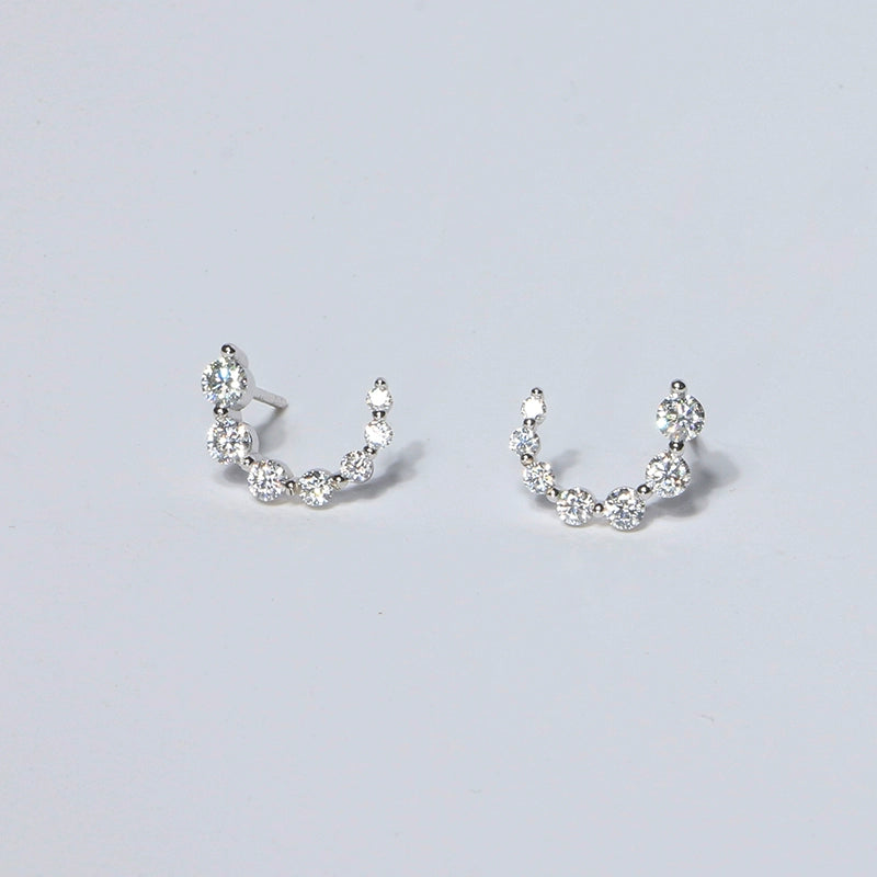 S925 Sterling Silver Moissanite Moon & Comet Stud Earrings