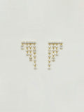 S925 Sterling Silver French Mini Chandelier Tassel Earrings Rainfall Square-Cut Design