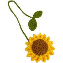 Crochet Sunflower Bag Charm Car Hanging