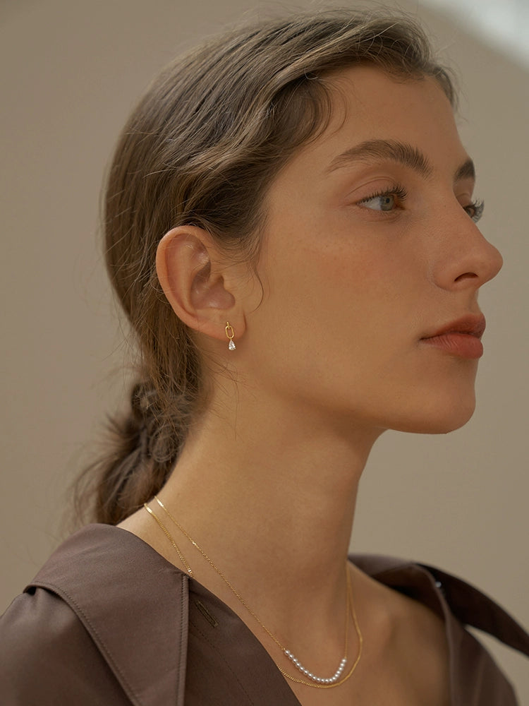 S925 Sterling Silver Pear-Shaped Mermaid Teardrop Earrings