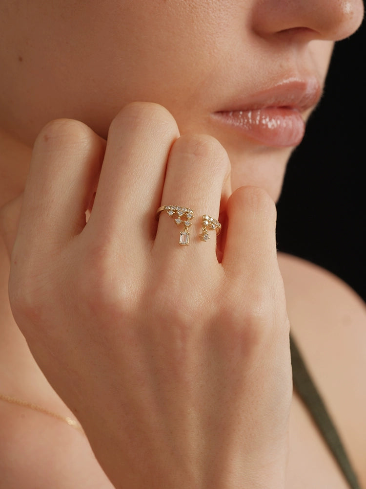 S925 Sterling Silver French Chandelier Tassel Ring