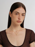 S925 Sterling Silver Matte Gold Mini Square Pendant Necklace