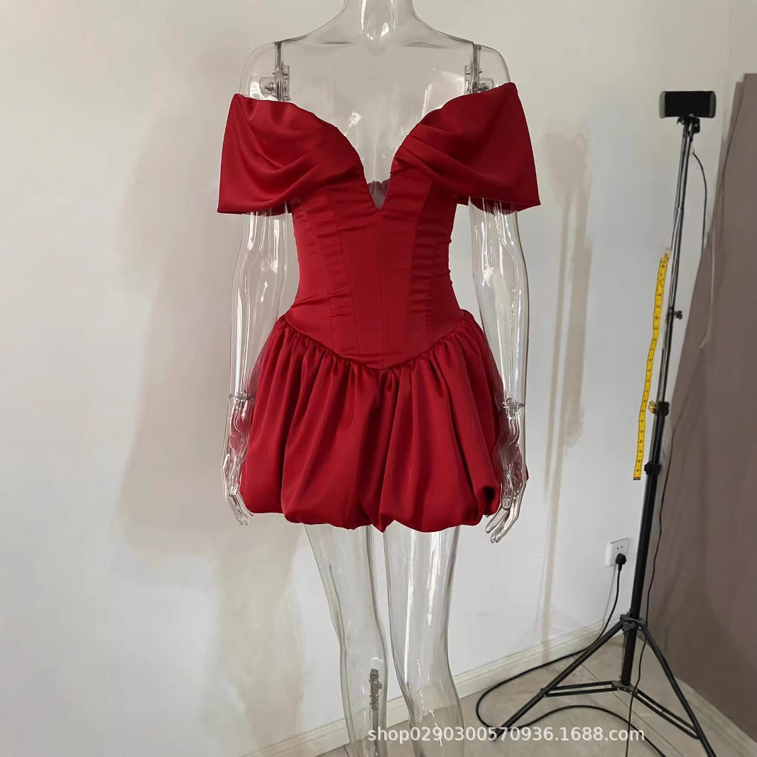 V-Neck Fishbone Bodycon Mini Dress – Sexy Party Outfit