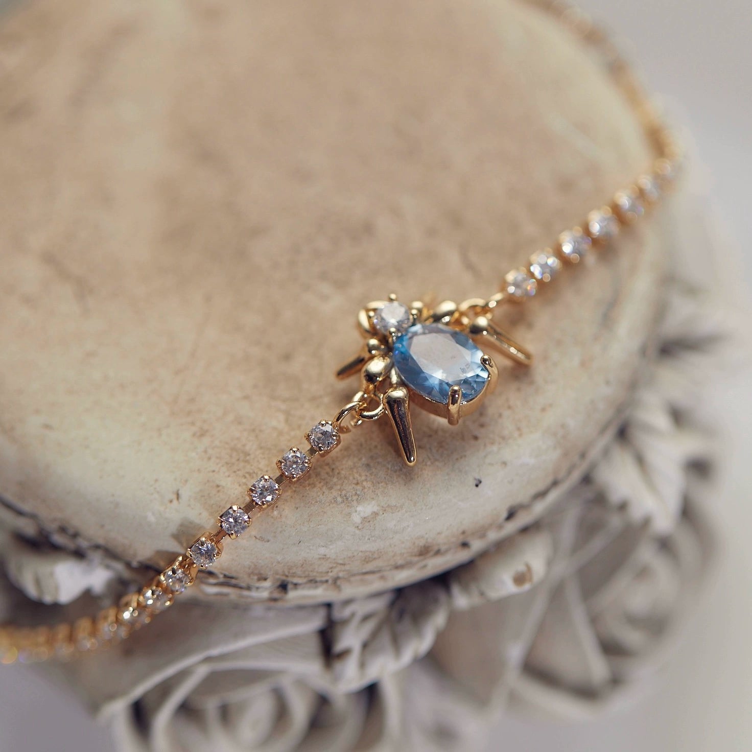 Original “Blue Rose Never Sleeps” Collection – Unique Blue Spider Jewelry (Stud Earrings, Ear Cuff, Adjustable Ring)