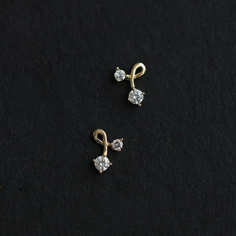 S925 Sterling Silver Mini Cherry Spiral Curve Stud Earrings