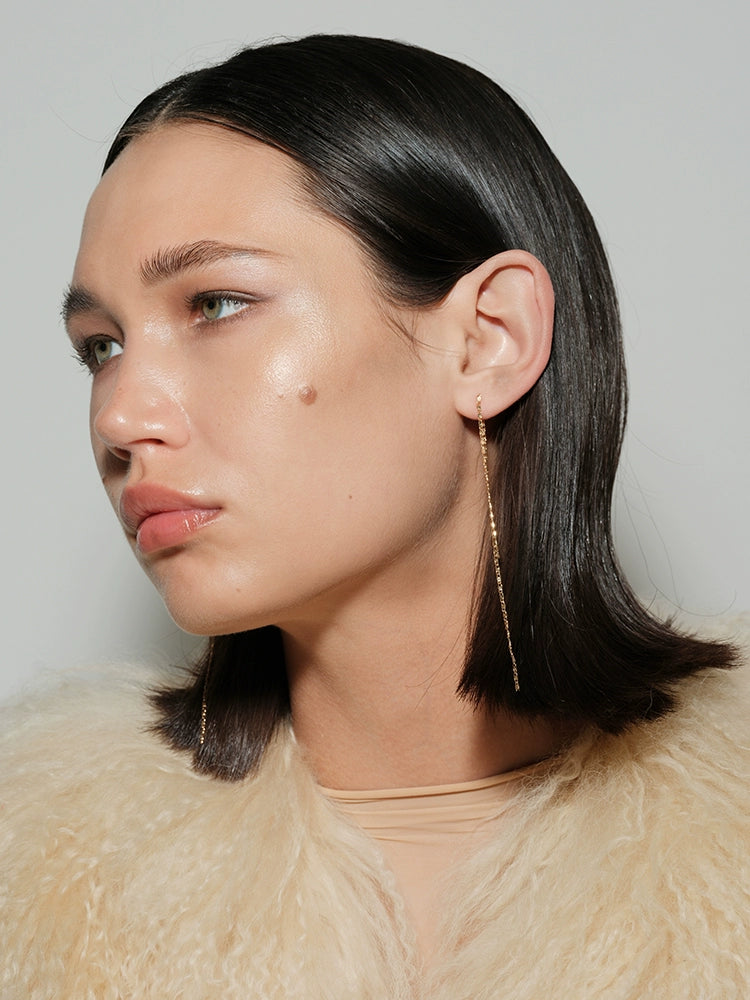 Delicate Layered Gold Thread Chain Earrings