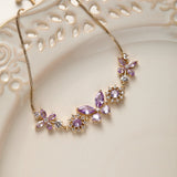 Midsummer Night’s Dream Purple Butterfly Zircon Jewelry Set – Earrings, Necklace & Bracelet, Unique Sparkling Design