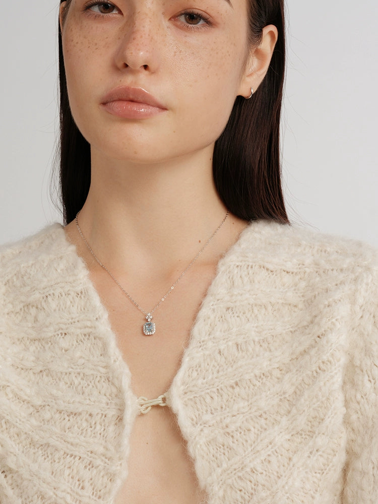 S925 Sterling Silver Natural Topaz Perfume Bottle Pendant Necklace