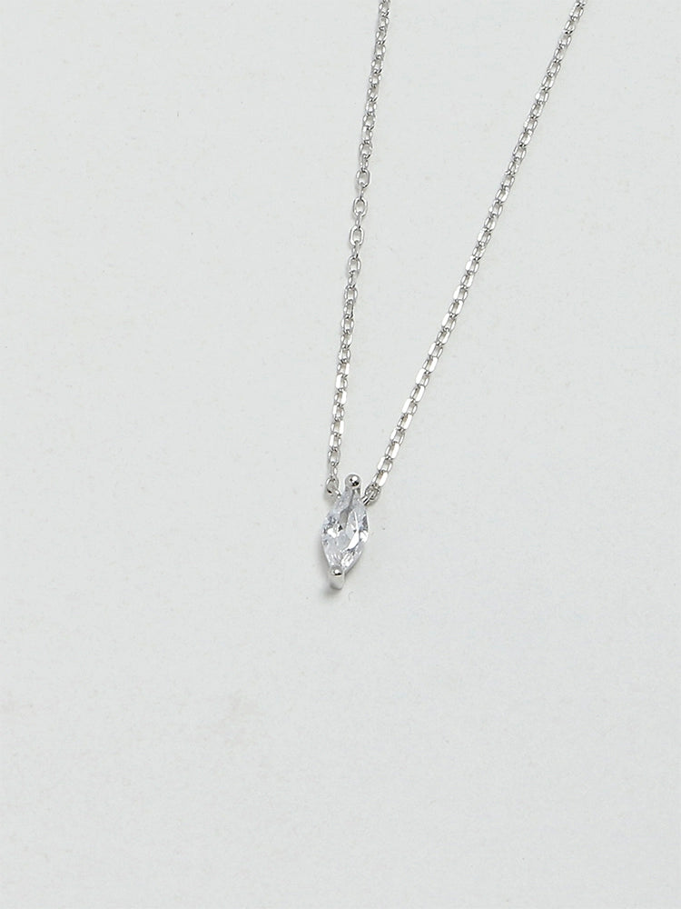 S925 Sterling Silver Mini Marquise Stone Necklace