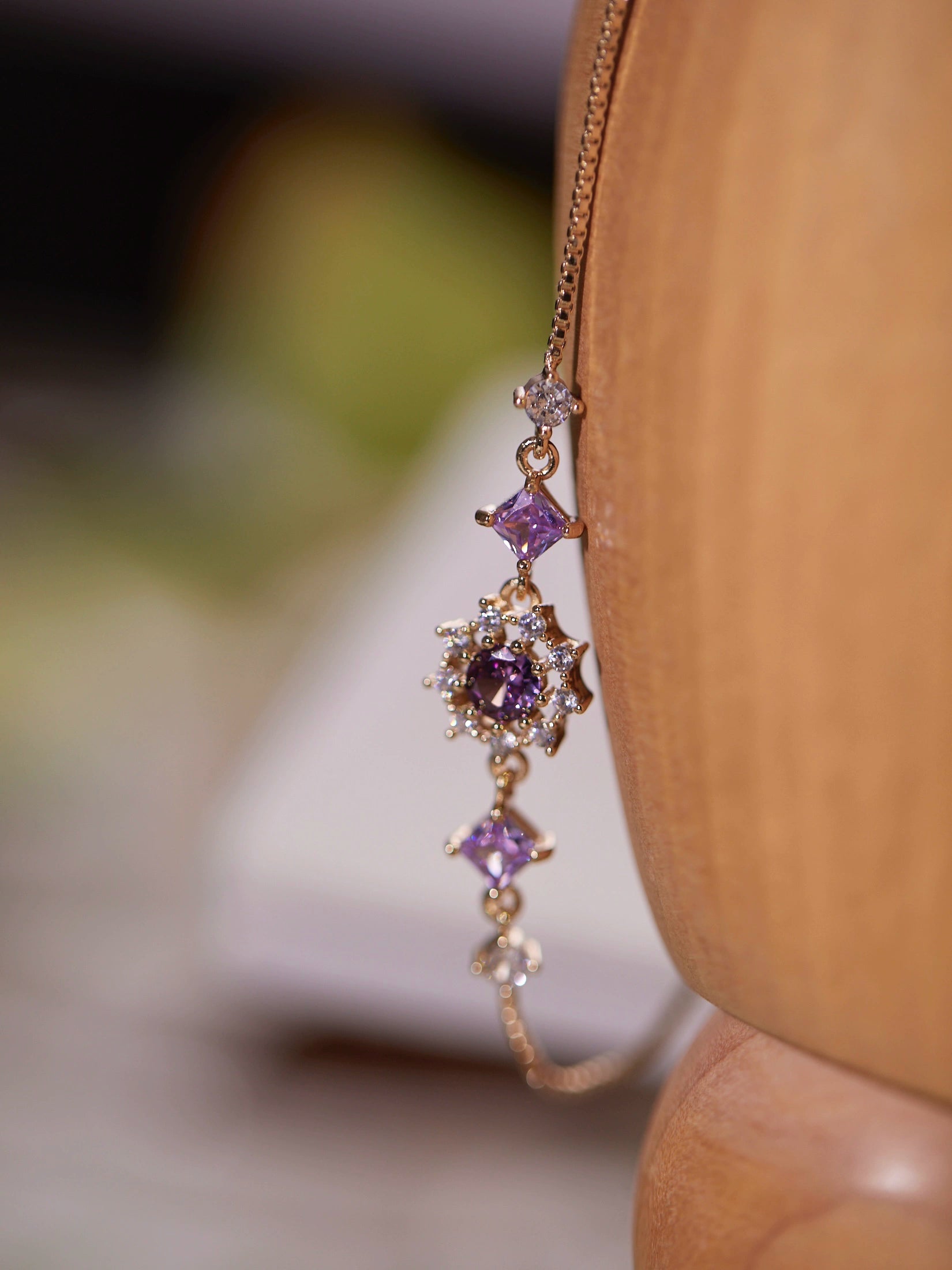Original Purple Crystal Butterfly Bracelet – Vintage Inspired Dainty Zircon Jewelry, Unique Feminine Design