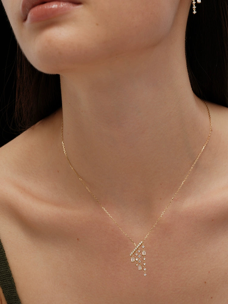 S925 Sterling Silver French Chandelier Tassel Necklace