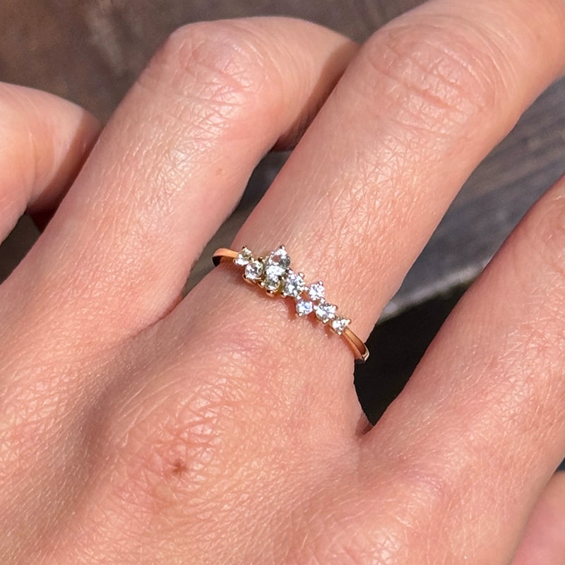 S925 Sterling Silver 14K Gold-Plated Minimalist Diamond Ring