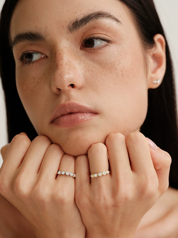 S925 Sterling Silver Moissanite Bubble Round Ring