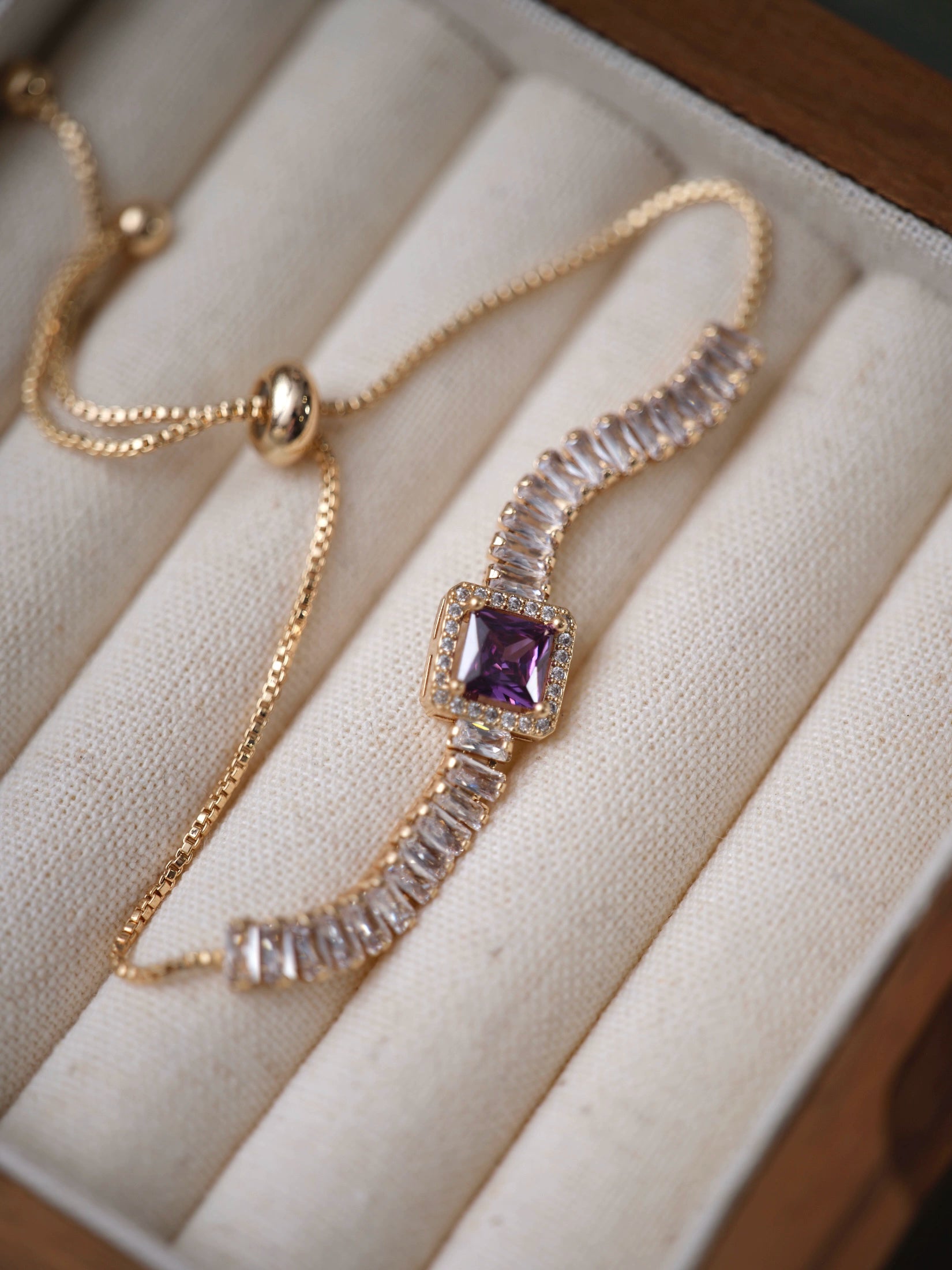Original Purple Crystal Butterfly Bracelet – Vintage Inspired Dainty Zircon Jewelry, Unique Feminine Design