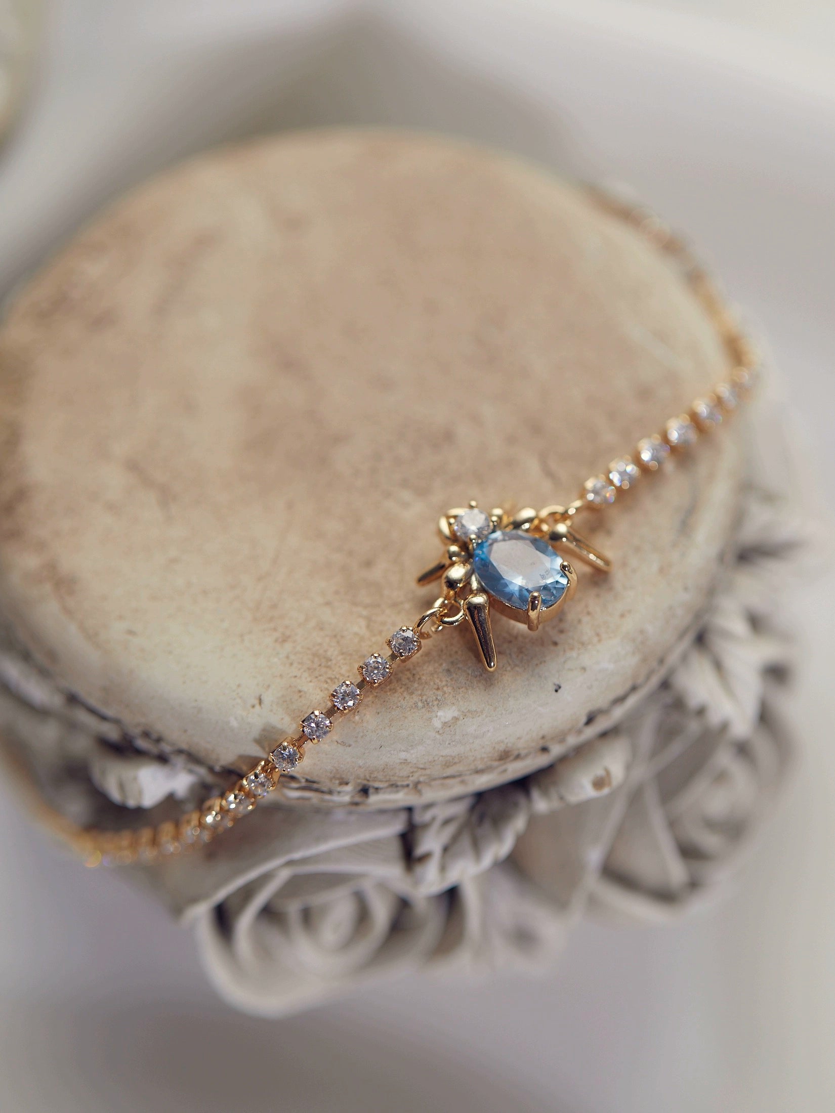 Original “Blue Rose Never Sleeps” Collection – Unique Blue Spider Jewelry (Stud Earrings, Ear Cuff, Adjustable Ring)