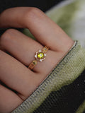 Waltz of the Rhine Olive Green Crystal Open Ring