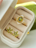 Rhein Town Vintage Olive Green Open Ring