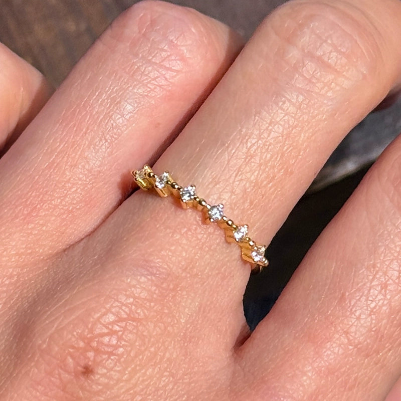 S925 Sterling Silver 14K Gold-Plated Minimalist Diamond Ring
