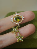 Rhein Town Vintage Olive Green Open Ring