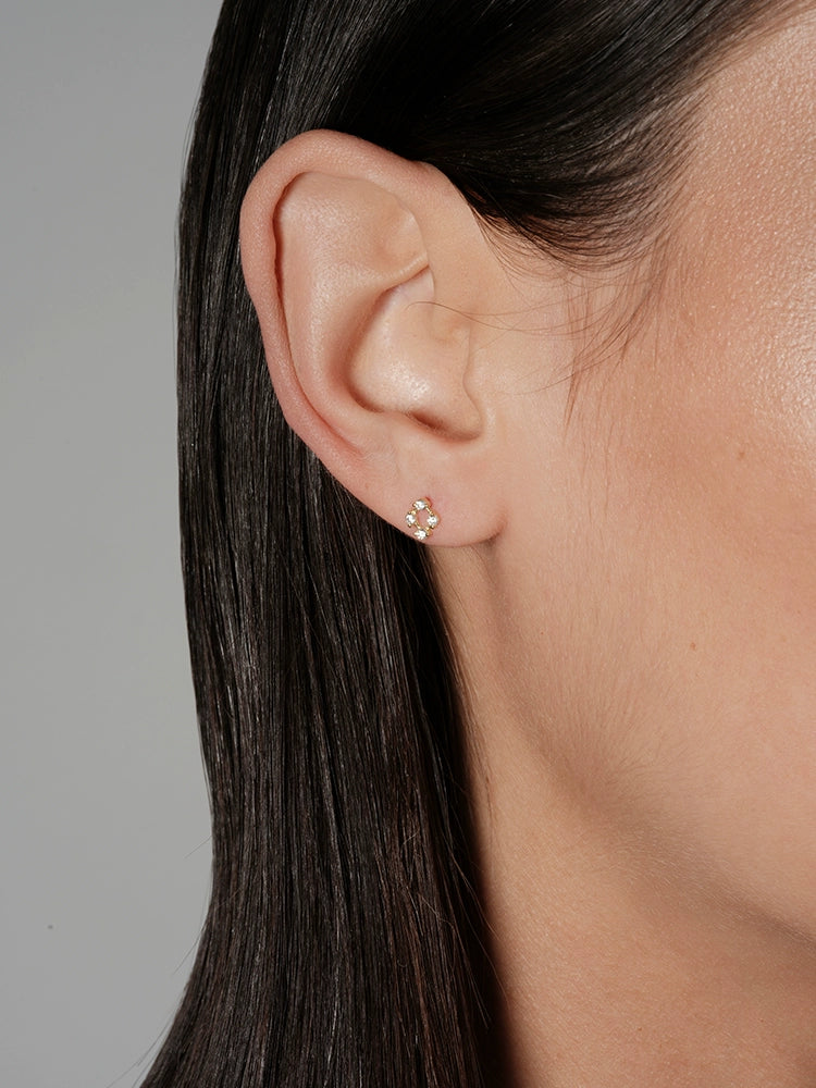 S925 Sterling Silver French Lace Diamond-Shaped Stud Earrings