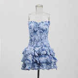 3D Floral Strapless Bodycon Mini Dress – Summer Sexy Fashion