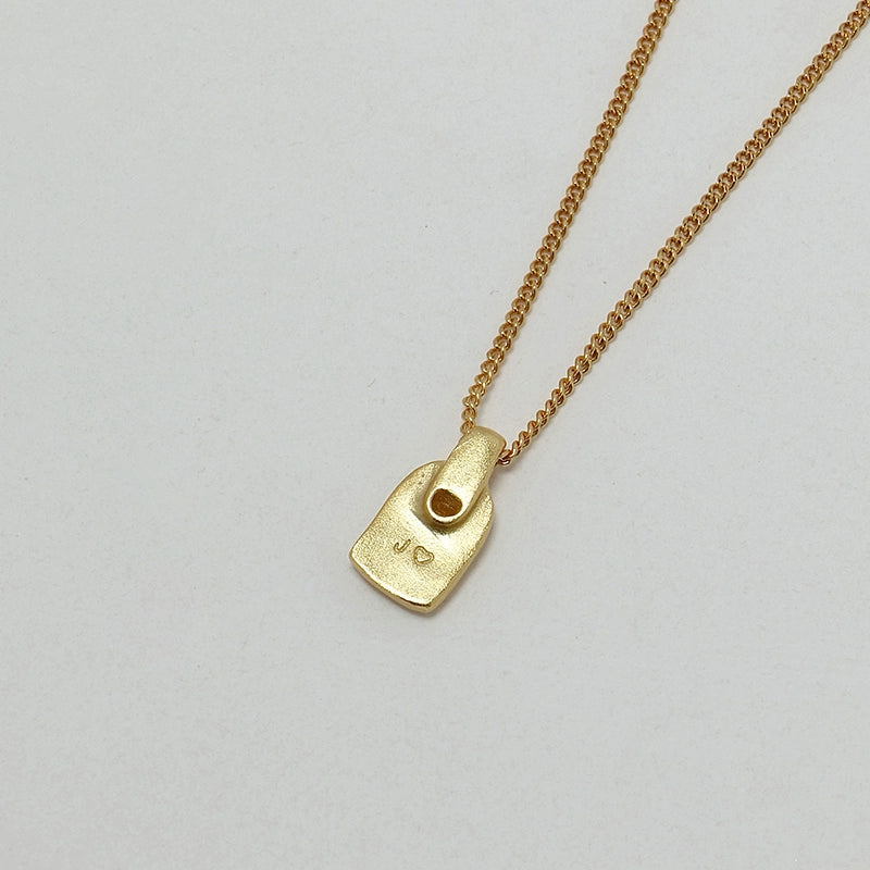 S925 Sterling Silver Matte Gold Mini Square Pendant Necklace