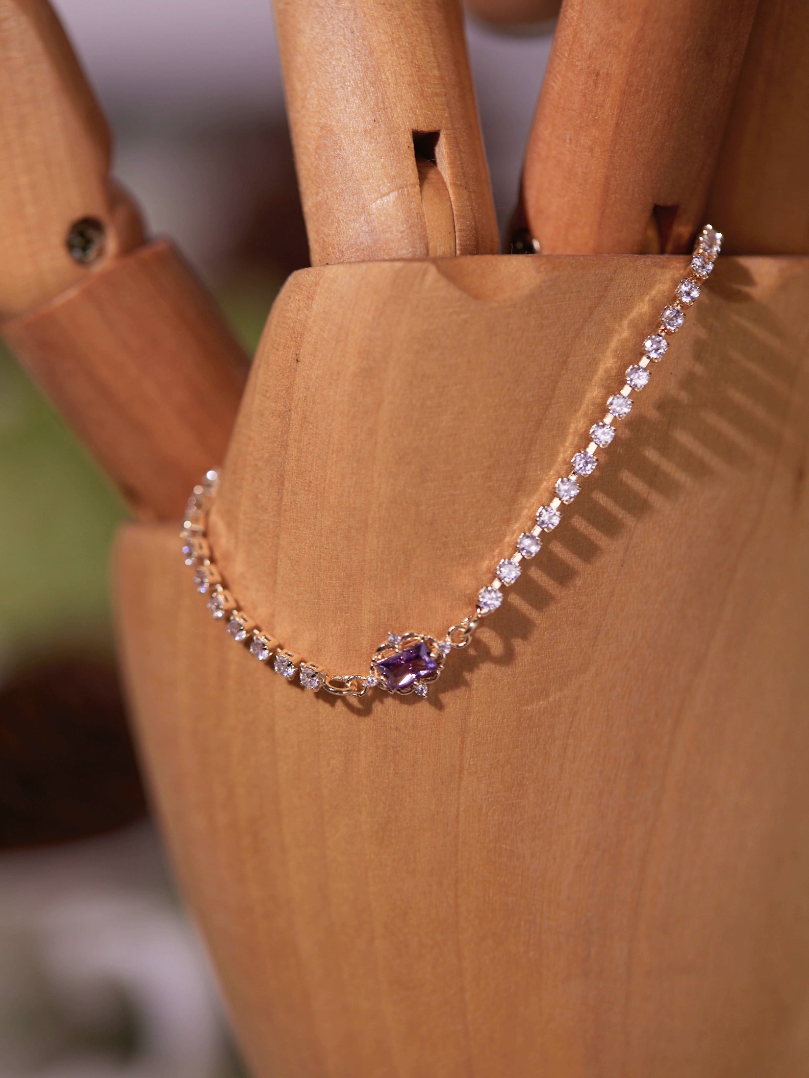 Original Purple Crystal Butterfly Bracelet – Vintage Inspired Dainty Zircon Jewelry, Unique Feminine Design