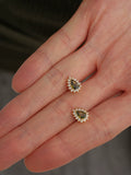 S925 Sterling Silver Teardrop Olive Green Cubic Zirconia Stud Earrings
