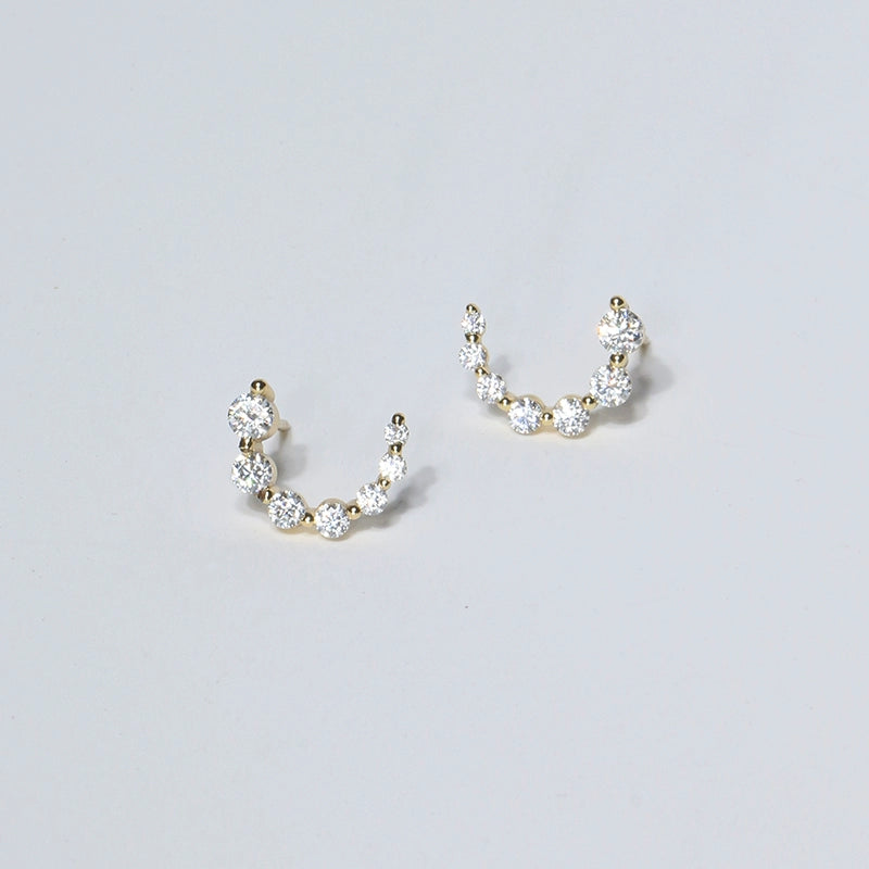 S925 Sterling Silver Moissanite Moon & Comet Stud Earrings